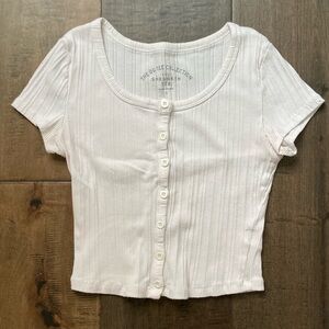 Cotton button-up t-shirt short sleeve
